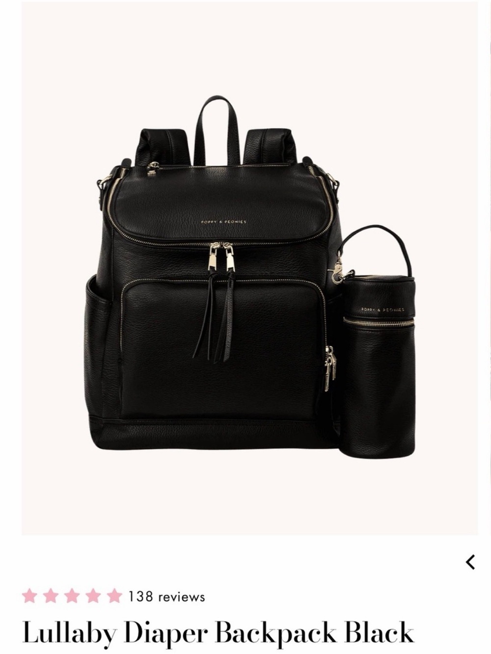 Poppy & Peonies Lullaby Diaper Backpack - Black